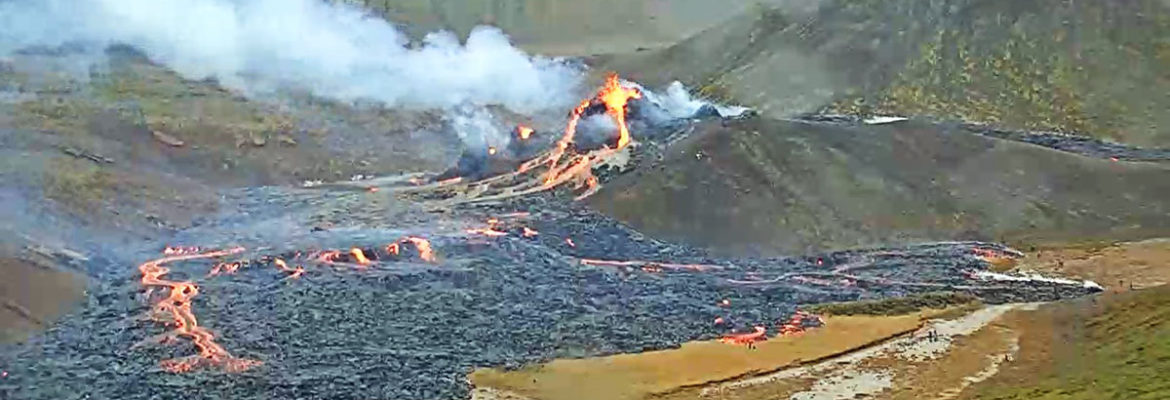 Volcano Eyjafjallajökull at Geldingadalur Valley